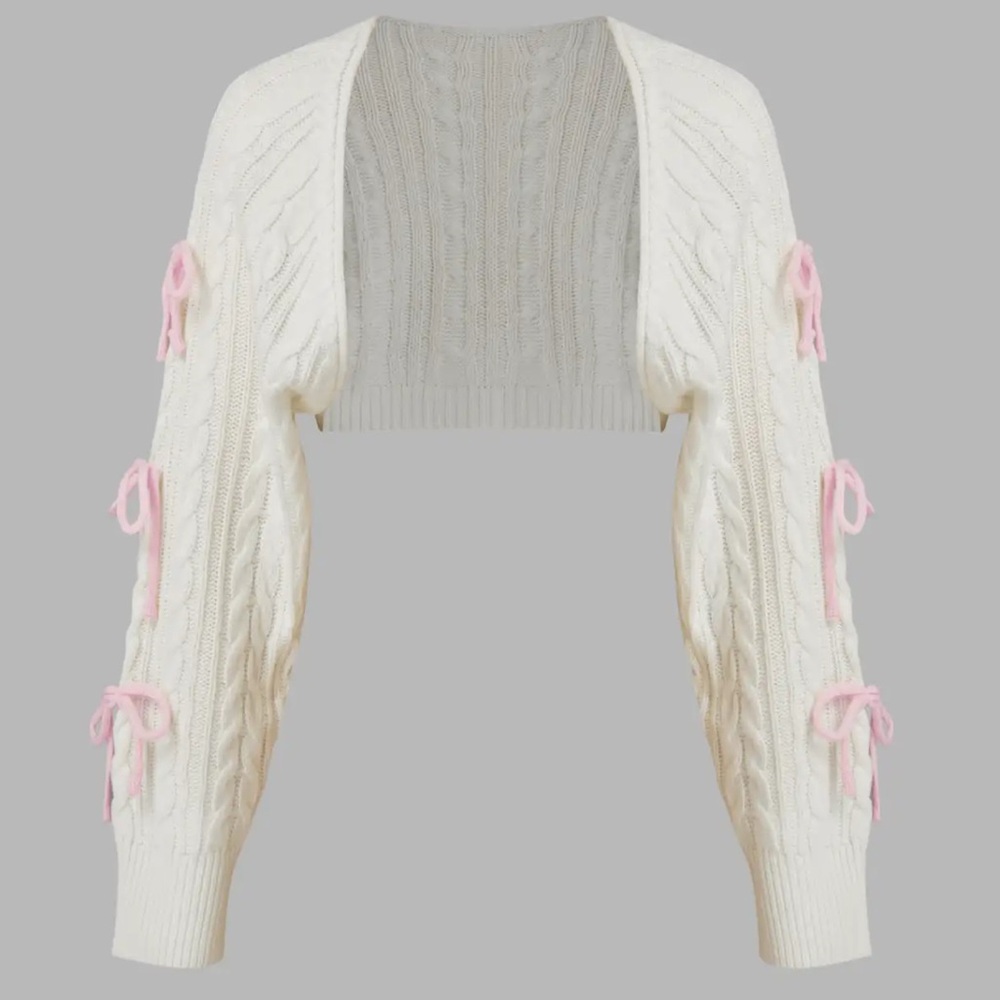 Cider White Shrug with Pink Bows